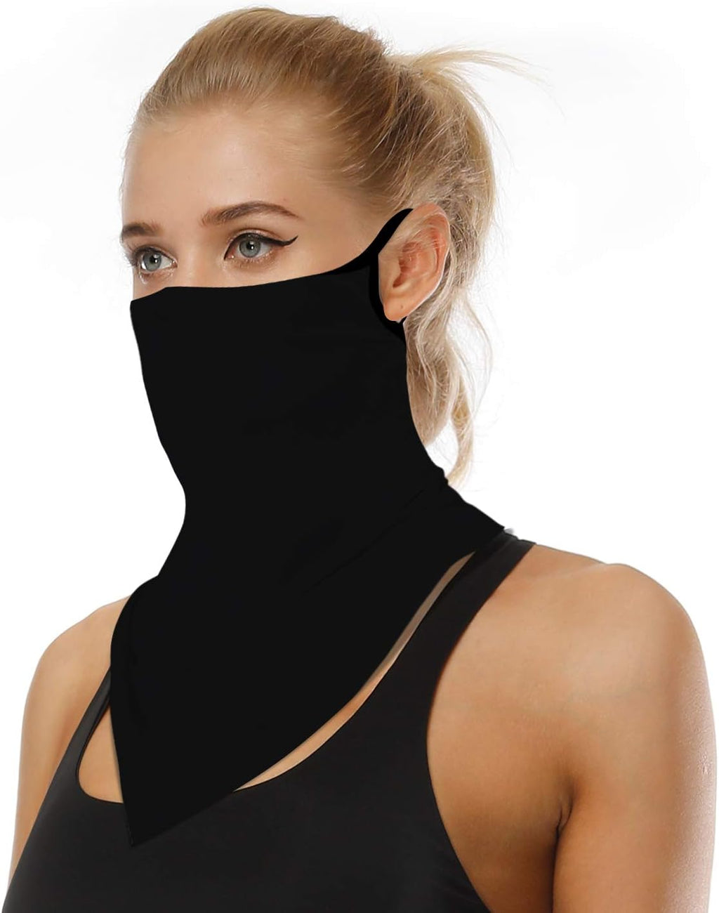 YAYOUREL Neck Gaiter Face Mask Bandanas for Men Women UV Face Scarf Cover Ear Loop Hole Facemask for Fishing Running Cycling