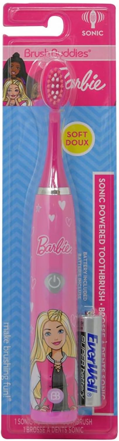 Brush Buddies Barbie Battery Operated Electric Toothbrush for Kids – Soft Bristles & Sonic Power Perfect for Boys, Girls, and Children’s Oral Hygiene