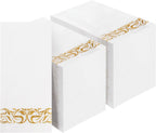 BESTVIP 200 Pack Disposable Paper Napkins, 3-Ply Dinner Napkins with Gold Trim for Guests, Bathroom Paper Hand Towels Soft and Absorbent, Perfect for Kitchen, Dinner, Party, Wedding or Event