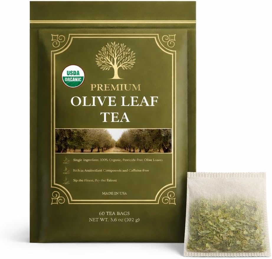 Organic Olive Leaf Tea (60 tea bags | 120 servings | 3.6 oz | 102g)