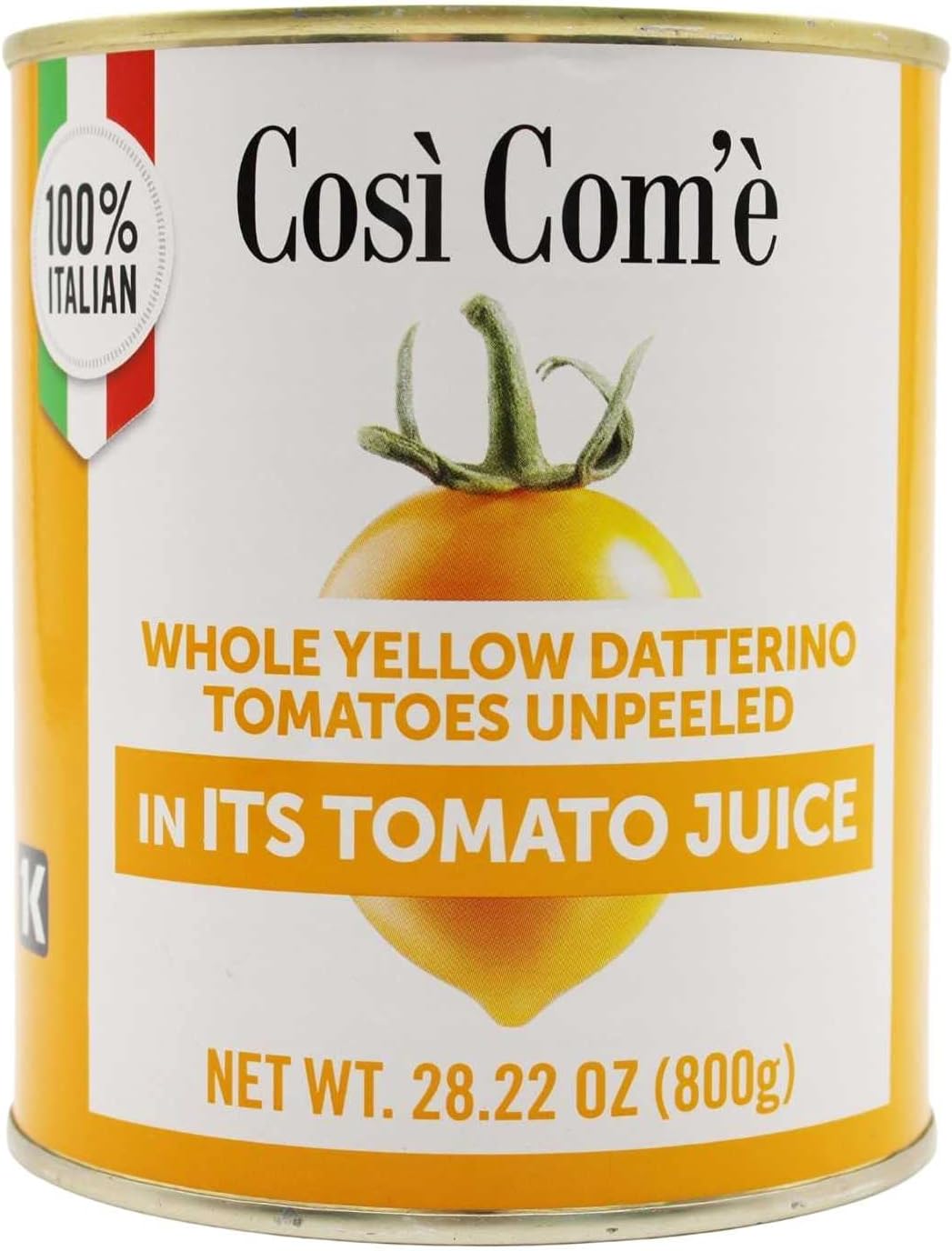 Yellow Cherry Tomatoes in Puree, Pomodorini, Daterini 28.22 oz (800g), 100% Italian, Cosi Come