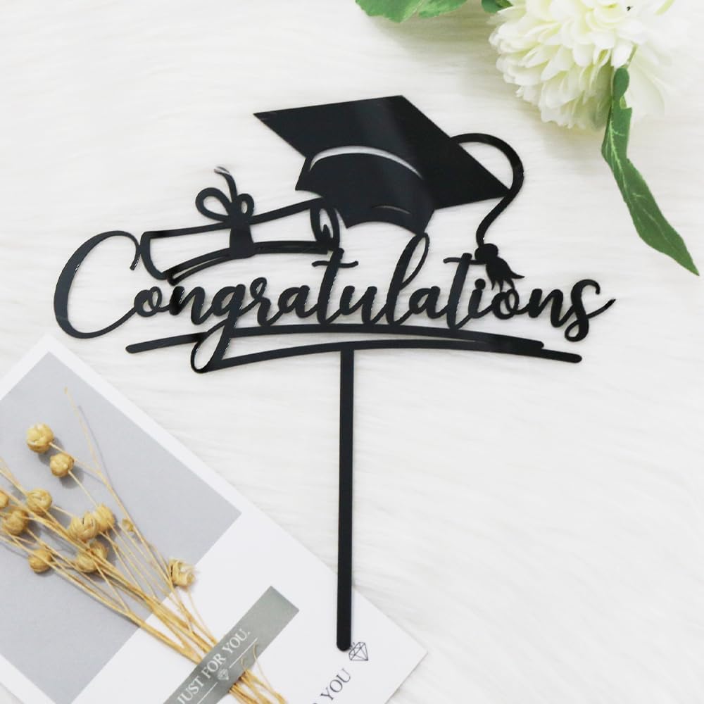 Congratulations 2026 Graduation Cake Topper,Congrats Grad Cake Decor - 2026 High School/College/Senior Graduation Party Decorations Supplies (black Acrylic)