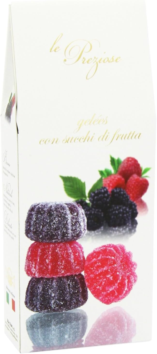 Le Preziose Italian Fruit Jelly Sweets with Fruit Juice 7.9oz (Blackberry & Raspberry)