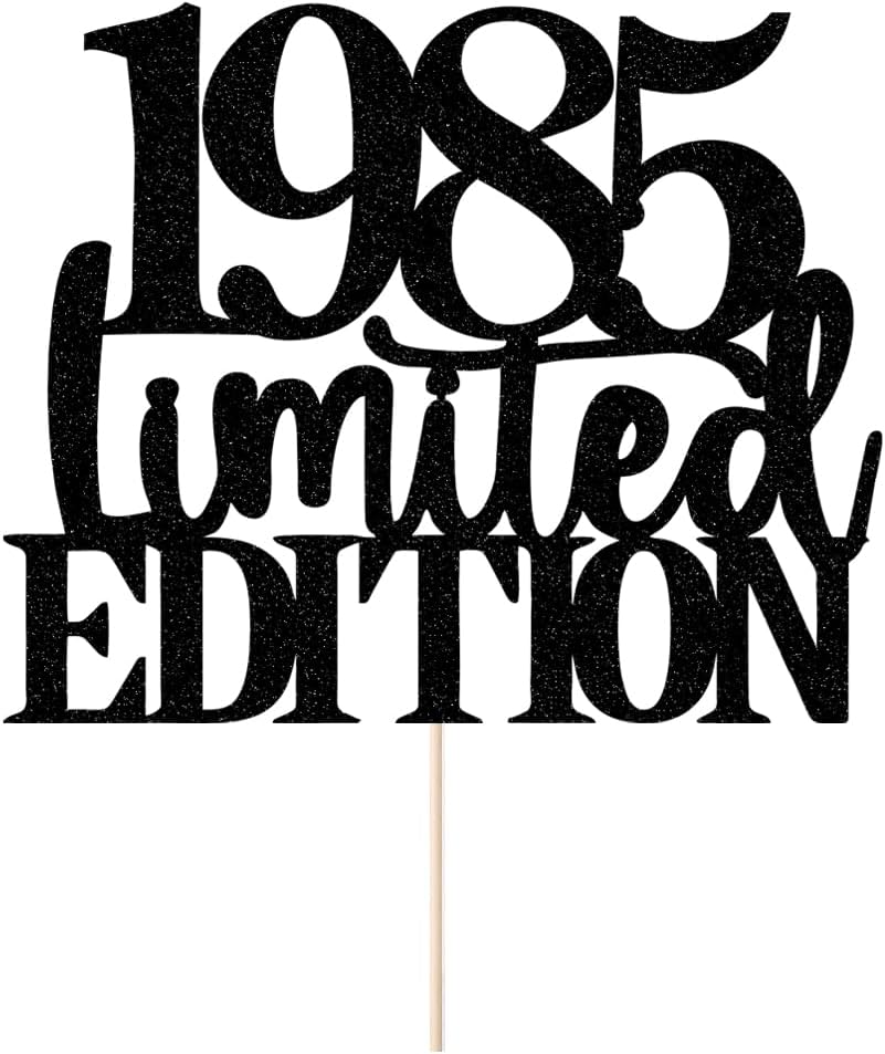 Limited EDITION 1985 cake topper 41th birthday happy birthday cake topper men and women cheer 41 years old handmade black glitter cake decoration (1985)