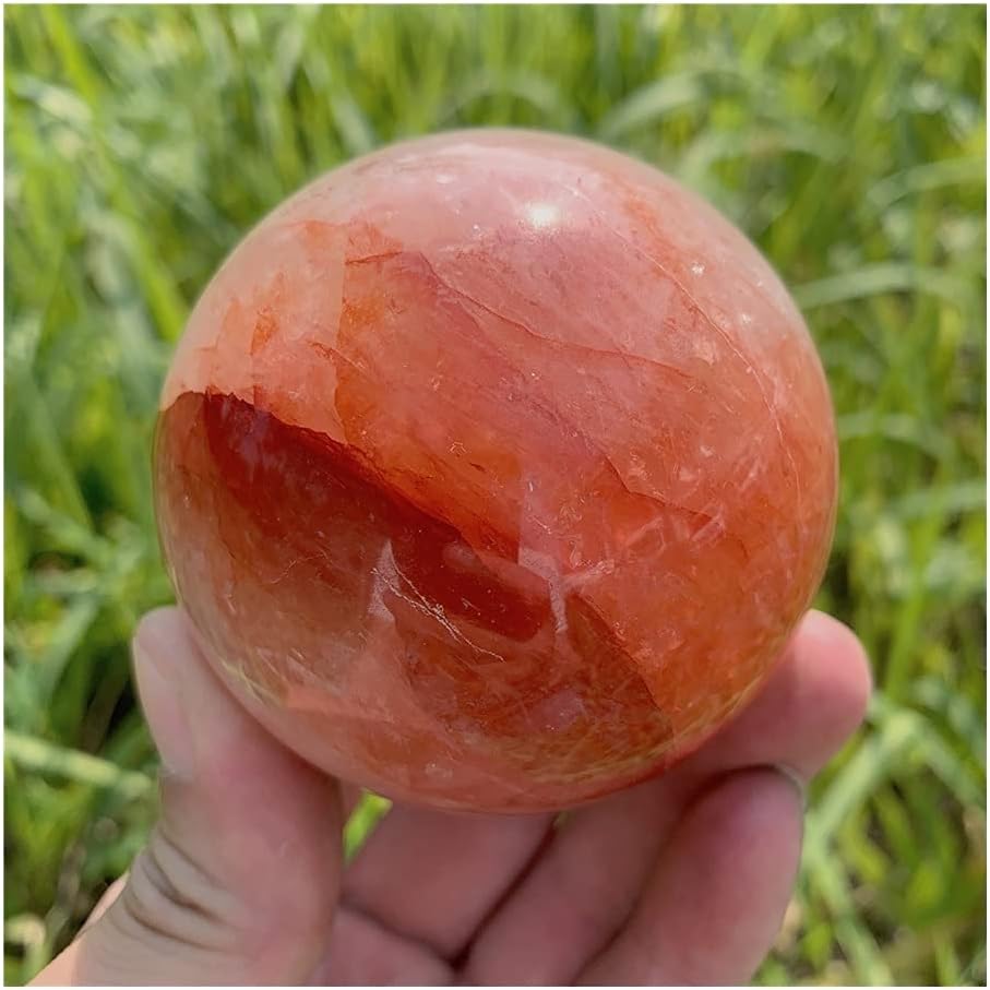 Health & Household Natural Crystals Red Fire Quartz Sphere Energy Ball Reiki Stones Room Home Office Aquarium Decoration Accessories Gemstone (Size : 50-55mm)