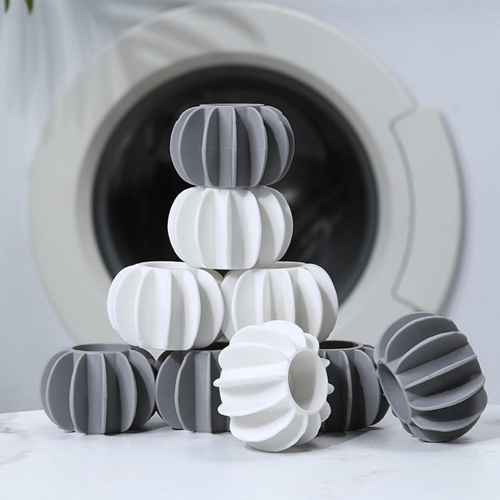 10Pcs Reusable Laundry Balls Scrubbing Balls Gray White Silicone Dryer Balls Washing Machine Ball Fabric Softener Alternative for Clothes Deep Cleaning Anti-Winding