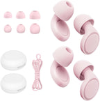 Jayine 2 Pairs Ear Plugs for Sleeping, Soft Full Silicone Ear Plugs for Noise Reduction 25dB, Reusable Hearing Protection Earplugs for Concert, Focus, Noise Sensitivity, 8 Ear Tips in S/M/L - Pink
