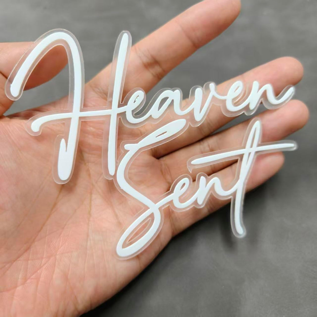 Acrylic Heaven Cake Topper, Welcome Baby Cake Decoration, Heaven Themed Baby Shower Cake Topper for Baptism Gender Reveal Party Decorations
