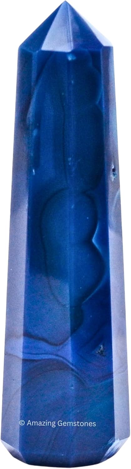 Amazing Gemstone Blue Agate Crystal Towers ~ Natural Healing Crystal Point Obelisk for Reiki Healing and Crystal Grid (2" to 3" INCH)