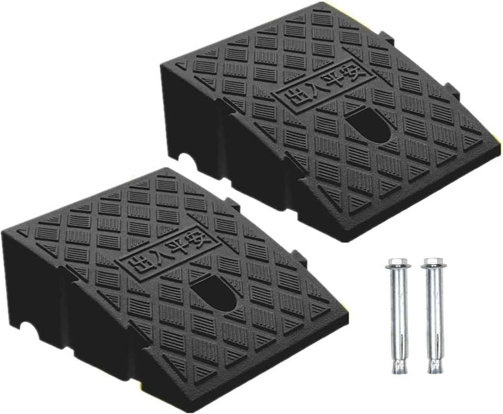2Pack Curb Ramp Black Color, Portable Lightweight Heavy Duty Plastic Driveway Curb Ramps for Low Cars,Motorcycle Ramp,Curb Ramps (4.33 inch High)