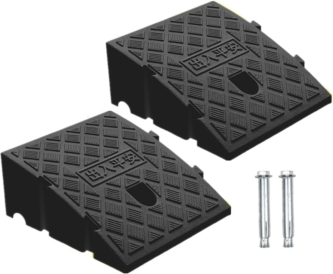 2Pack Curb Ramp Black Color, Portable Lightweight Heavy Duty Plastic Driveway Curb Ramps for Low Cars,Motorcycle Ramp,Curb Ramps (4.33 inch High)