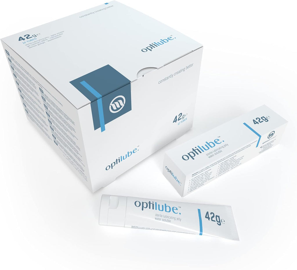 OptiLube Tubes (42g x12) - Sterile Lubricating Jelly for Insertion of Medical Devices in 5g, 42g, 82g, and 113g Tubes, Water Soluble Lubricant with Easy-to-Use Flip Cap (42g x12)