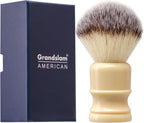 Grandslam Shaving Brush with Synthetic Hair, Cruelty-Free Shaving Cream Brush for Men, 100% Solid Resin Handle, Gently Exfoliates The Skin, 24mm Knot (Imitation ivory)