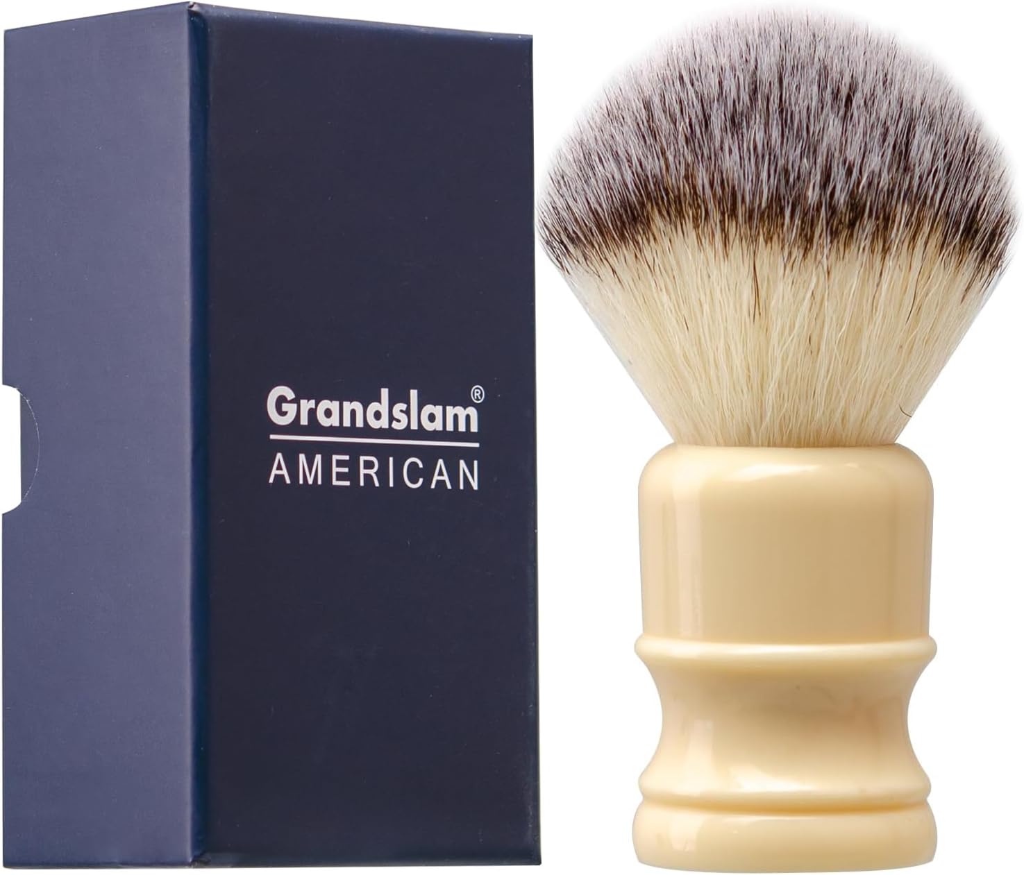 Grandslam Shaving Brush with Synthetic Hair, Cruelty-Free Shaving Cream Brush for Men, 100% Solid Resin Handle, Gently Exfoliates The Skin, 24mm Knot (Imitation ivory)