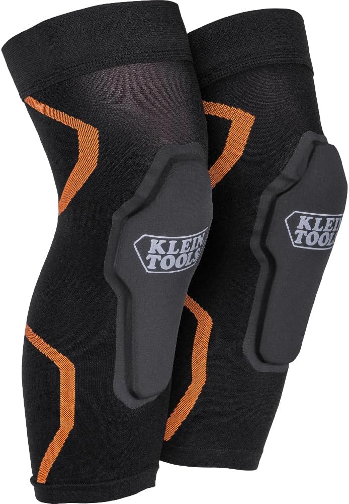 Klein Tools 60623 Knee Pad Compression Sleeve, Knee Support for Construction, Workers and Athletes, Black, M/L