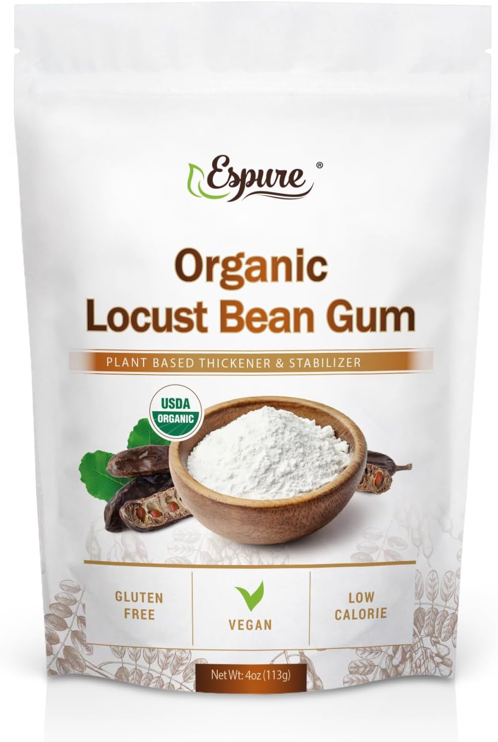 Espure Organic Locust Bean Gum Powder, USDA Certified Organic, Non-GMO, Vegan; 4oz