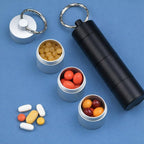 2 PCS Aluminum Travel Pill Box, Portable Pill Cases Waterproof Daily Tablet Container Holder 3 Compartment Metal Pocket for Men Women