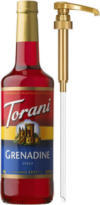 Torani Grenadine Syrup for Drinks, Flavoring for Sodas, Cocktails, and Mocktails, Pump Included, 25.4 Oz