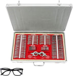 Trial Lens Set Optical, 266 PCS Precision Optical Lens Optometry Kit with Metal Rim Wood Frame Aluminum Box for Optometrists, Vision Testers, and Household Use (266 PCS/Set)