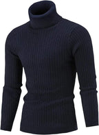 QZH.DUAO Men's Casual Slim Fit Turtleneck Pullover Sweaters Tops with Twist Patterned