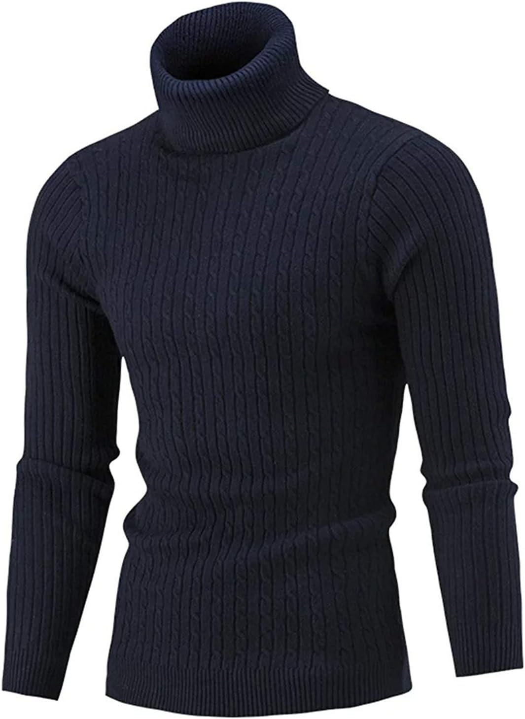 QZH.DUAO Men's Casual Slim Fit Turtleneck Pullover Sweaters Tops with Twist Patterned