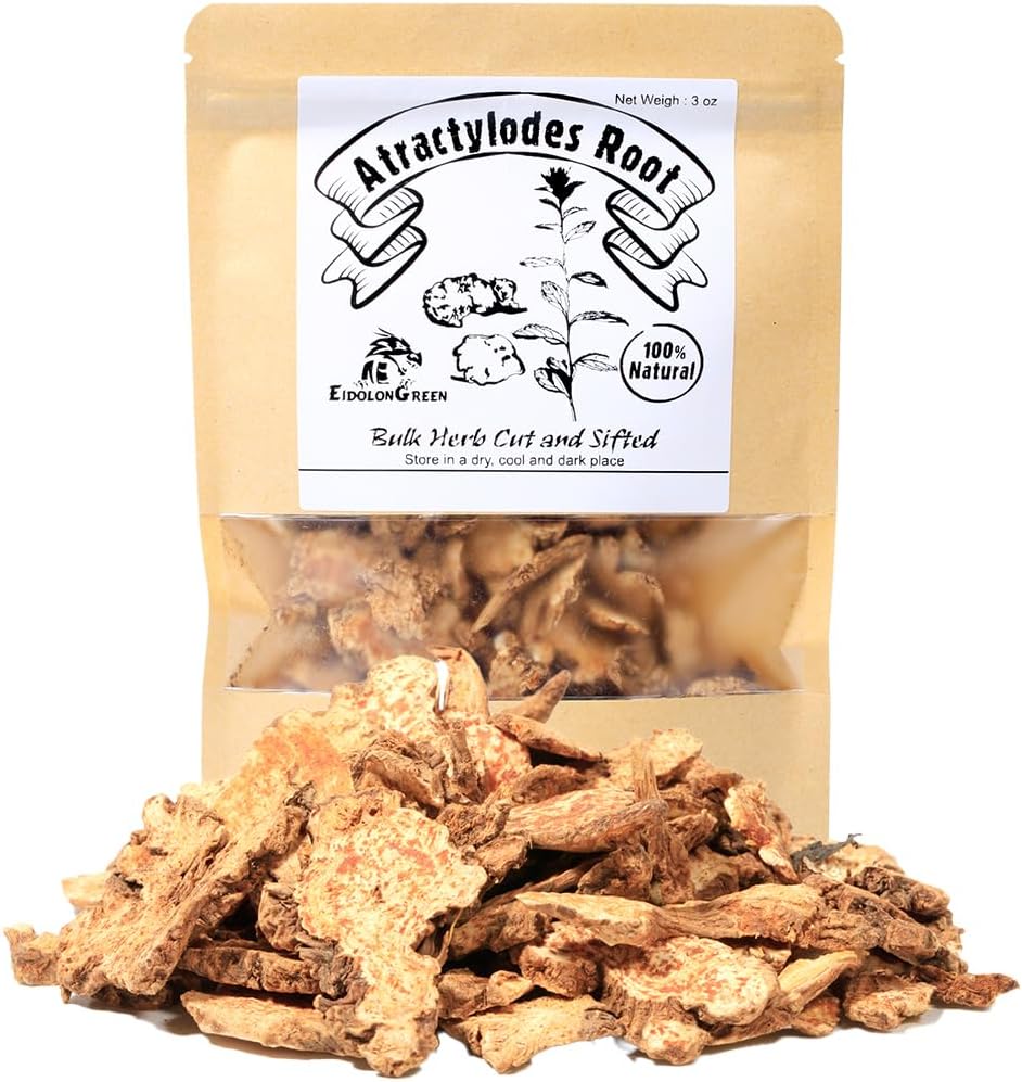 Organic Atractylodes Root,Helps Support Healthy Digestive Function & Daily Vitality, Aids in Physical Recovery – Atractylodes Macrocephala Herb（Cang zhu/苍术）, 88g/3 Oz
