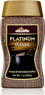 Elite Platinum Freeze Dried Instant Classic Coffee 7.5oz (1 Pack) | Kosher for Passover | Glass Jar | Rich Aroma