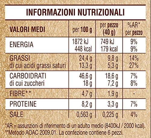 Mulino Bianco | Italian Cookies | Mulino Bianco, Wholemeal ribbons 6 pieces | Mulino Bianco Cookies | 8.46 Ounce Total Weight
