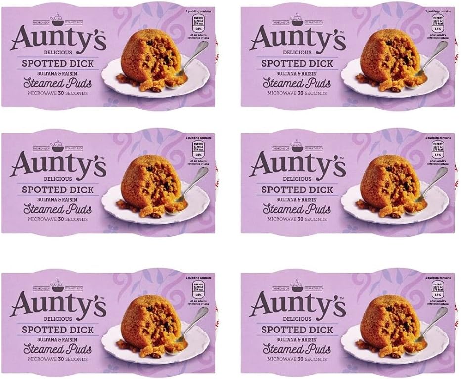 Bundle of 6 x 2pack Auntys Spotted Dick Steamed Puddings - 95g ea