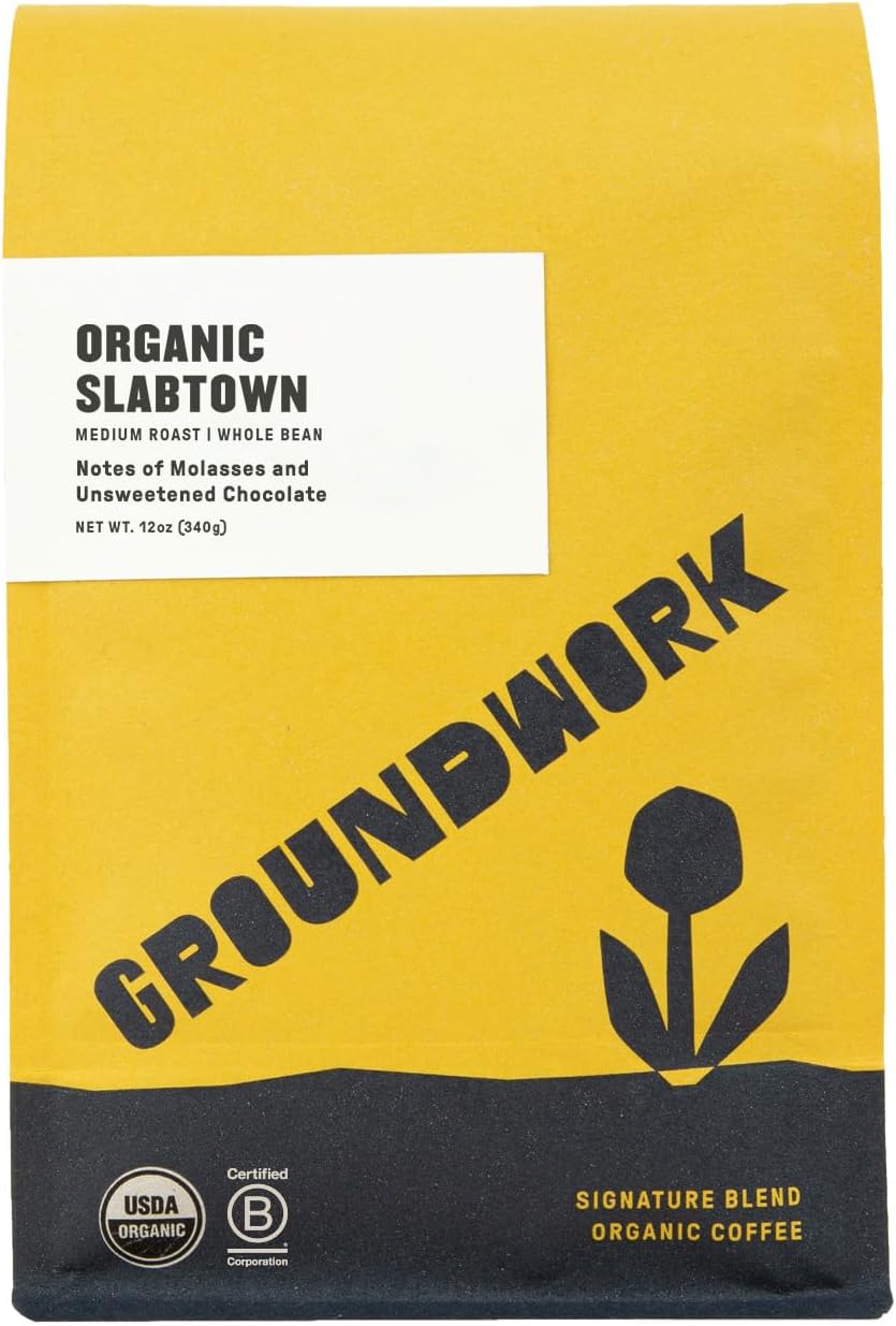 Groundwork Certified Organic Whole Bean Coffee, Slabtown, 12 oz Bag
