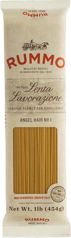 Rummo Angel Hair Pasta N.1 - Dry Noodles, Durum Wheat Angel Hair, Skinny Pasta, Thin Noodles - 16 Ounces (Pack of 5)