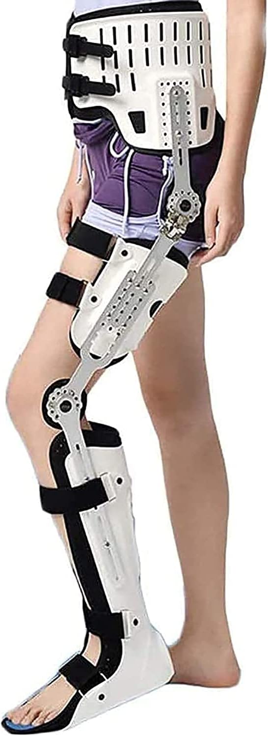 Adjustable Hip Knee Ankle Foot Orthosis Thigh Knee Joint Calf Ankle Fixation Brace Hip Walking Surgery Ligament Support with Walking Boots,Right,Above 90