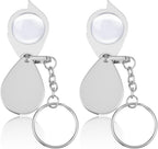 2Pcs Pocket Magnifying Glass, 30X Small Magnifying Glass, Mini Handheld Pocket Magnifier, Folding Jeweler’s Loupe with Keychain for Reading Coins Hobby Travel