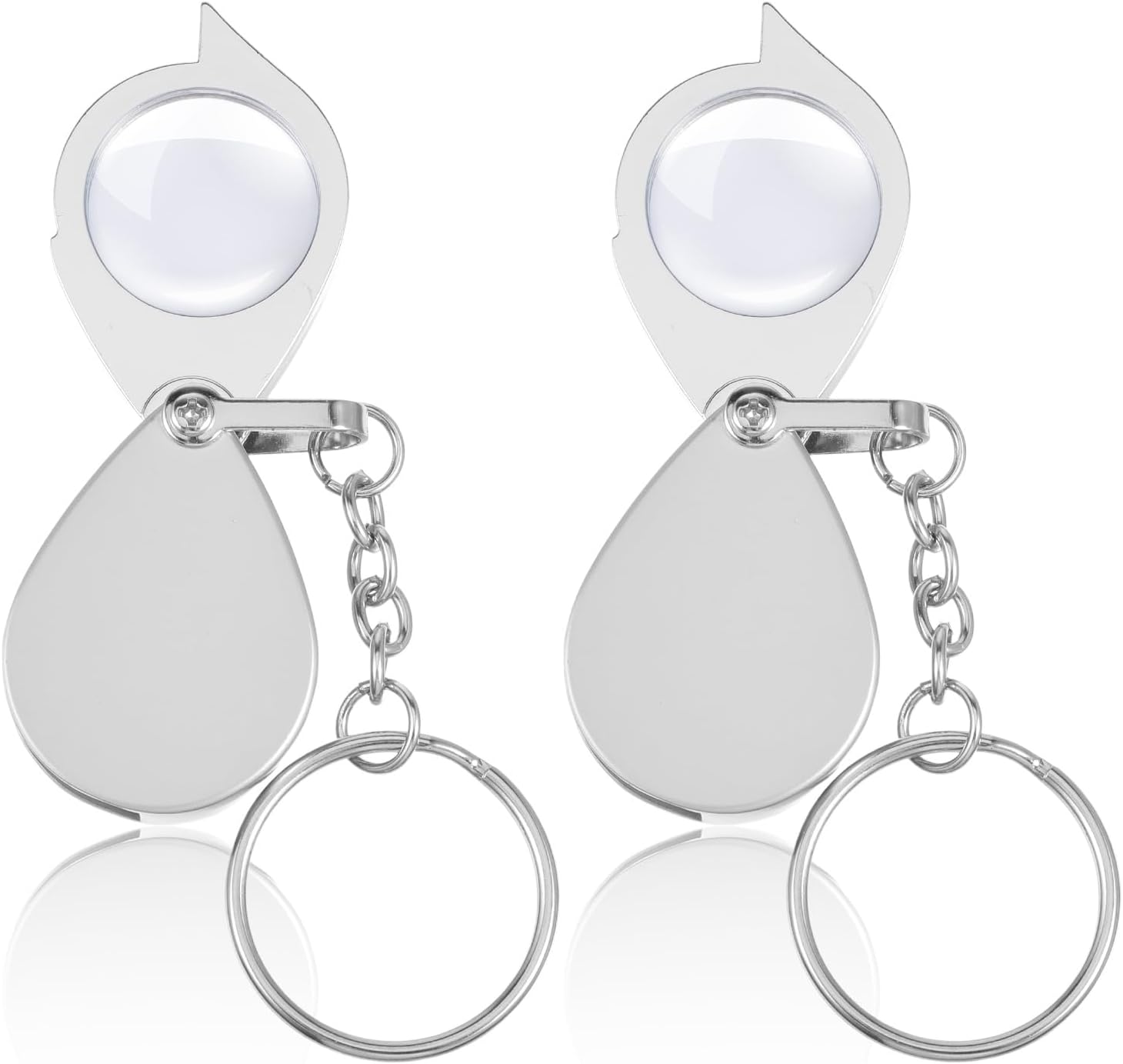 2Pcs Pocket Magnifying Glass, 30X Small Magnifying Glass, Mini Handheld Pocket Magnifier, Folding Jeweler’s Loupe with Keychain for Reading Coins Hobby Travel