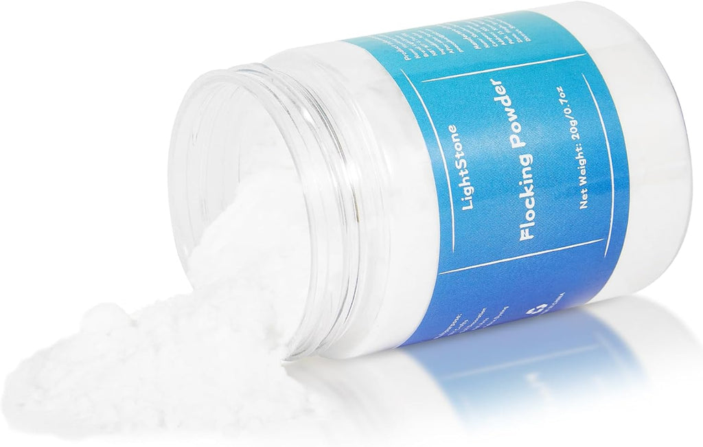 20g Flocking Powder - Velvet Fibers - Flocking Powder for Crafts/Taba Squishy/Nails Art/Doll Decorations/DIY Scenery (White)