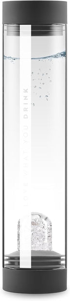 VitaJuwel Sana DIAMONDS lava black | Crystal Water Carafe with Genuine Diamond Slivers (4ct.) & Clear Quartz - Invigorating, Energizing & Exhilarating