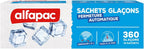 Alfapac - 15 Ice Cube Bags - Automatic Closure - Easy Release - 300 Ice Cubes