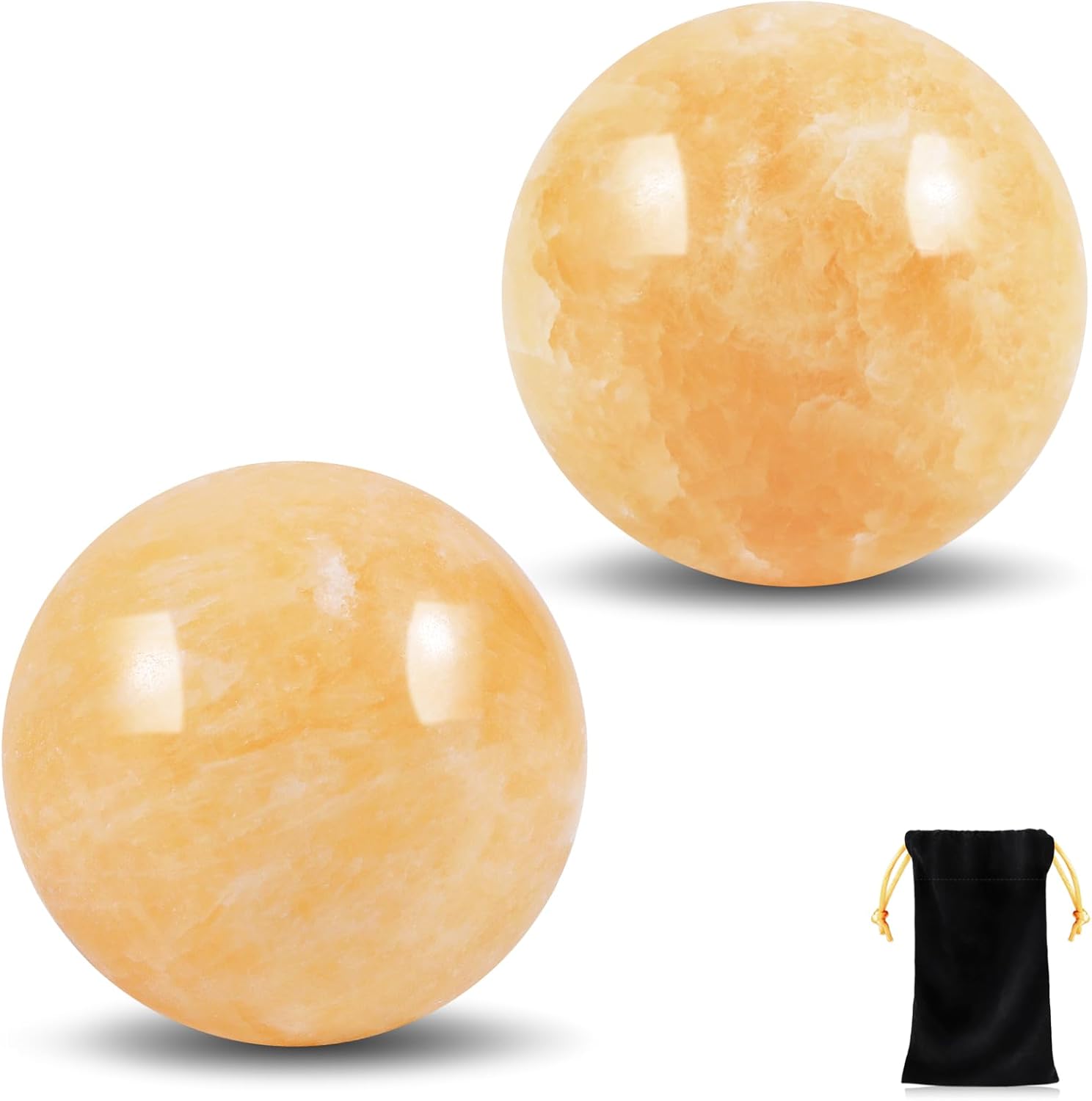 Learay 2Pcs Baoding Balls, Baoding Balls for Hand Therapy, Chinese Health Exercise Massage Balls with Carry Pouch for Stress Relief Meditation Ball(Beige/1.57 inch)