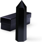ZHIYUXI 3.7-4" Obsidian Crystals Wand Black Healing Crystals Tower Hexagonal Pointed 1 Pc Stone Large Crystals Reiki Energy Balancing Meditation Therapy Gemstones Decoration Gifts