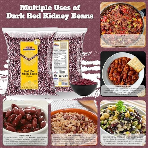 Rani Red Kidney Beans, Dark 128oz (8lbs) 3.63kg Bulk ~ All Natural | Vegan | Gluten Friendly | NON-GMO | Kosher | Raj Mah