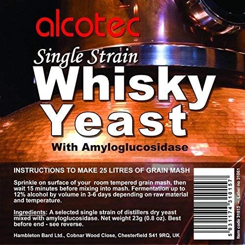 10x Alcotec Single Strain Whisky Yeast Makes 25L Grain Whiskey Mash Homebrew