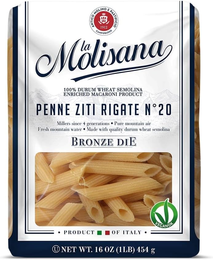 La Molisana Pasta, Penne Ziti Rigate, 1 Pound (Pack of 12)