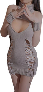 GRAYDREAM Women's Sexy Pajamas Sexy Underwear Women's Passion Backless Desire Uniform Temptation Erotic Sweater Set