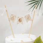 Wooden 6 Cake Topper Happy 6th Birthday Cake Toppers Six Years Old Party Cake Topper 6st Birthday Party Banner Boys Girls Women Men Anniversary Party Cake Decor Supplies