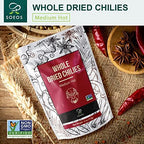Soeos Whole Dried Chili 4oz, Medium Spicy, Natural and Premium, Great for Mexican Recipes, Dry Szechuan Pepper, Dry Chile Peppers, Sichuan Pepper, Dried Red Chilie, Whole Dried Chili Peppers.