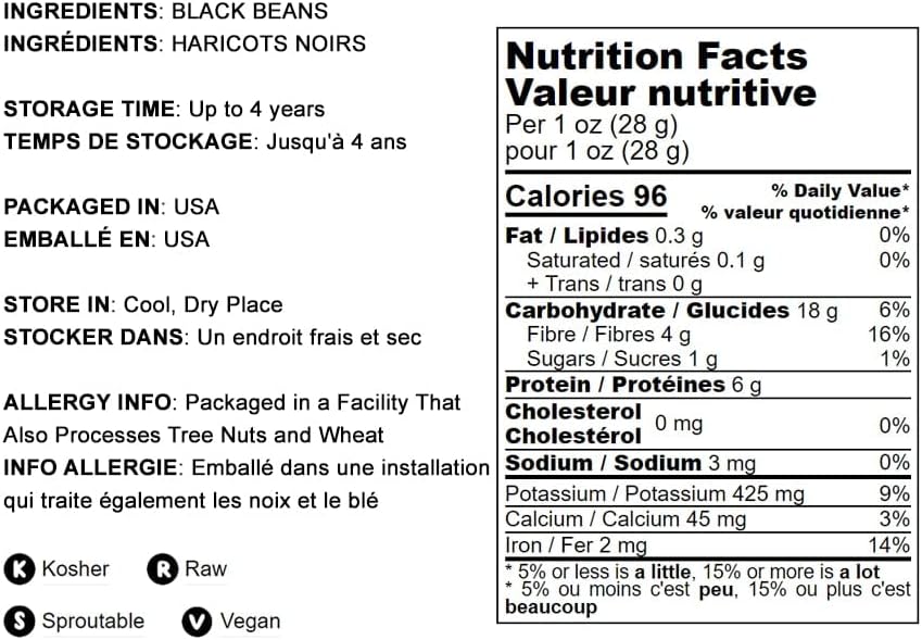 Food to Live - Black Turtle Beans, 10 Pounds Whole Dried Beans, Sproutable, Vegan, Kosher, Bulk. Low Sodium. Great Source of Plant Based Protein, Fiber. Great for Bean Soup, Salads, Stews, Chili.