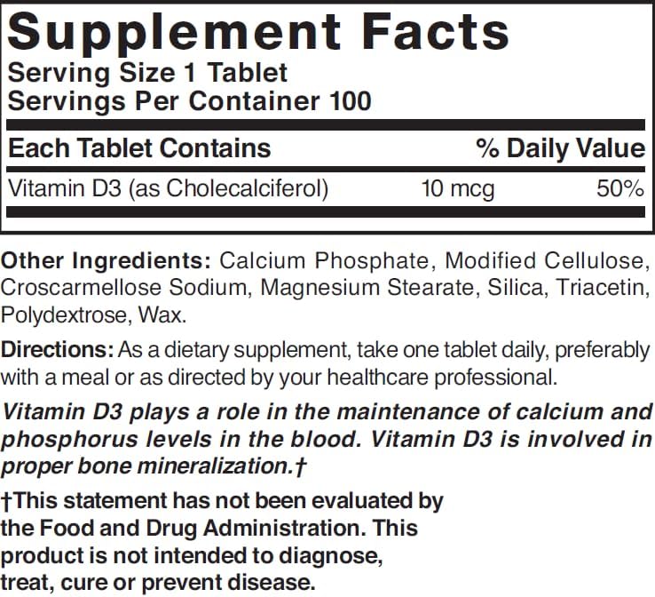 Nature's Blend Vitamin D 400 IU 100 Tablets