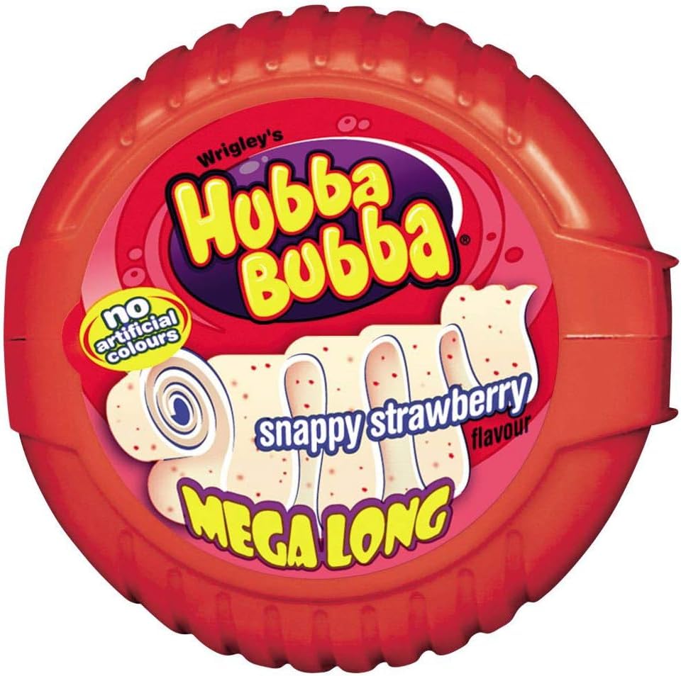 HUBBA Bubba Bubble Tape Snappy Strawberry Bubble Gum 1.8 m (Pack of 12)