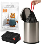 XUXRUS Small Black Bathroom Trash Bags 4 Gallon Drawstring Garbage Bags Unscented, Strong & Durable, Easy-Dispense, 60 Count Heavy Duty Garbage Bags for Bathroom Trash Can