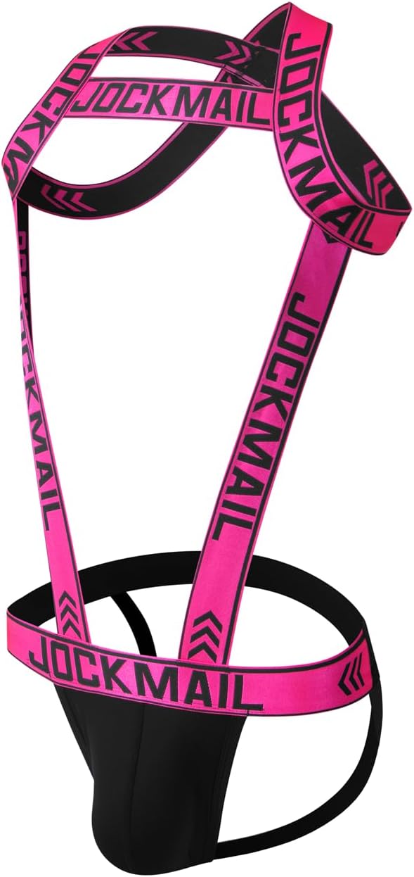 Mens Harness Sport Shoulder Strap with Jock Strap Fitness One-piecs Harness with Jockstrap Bodysuit